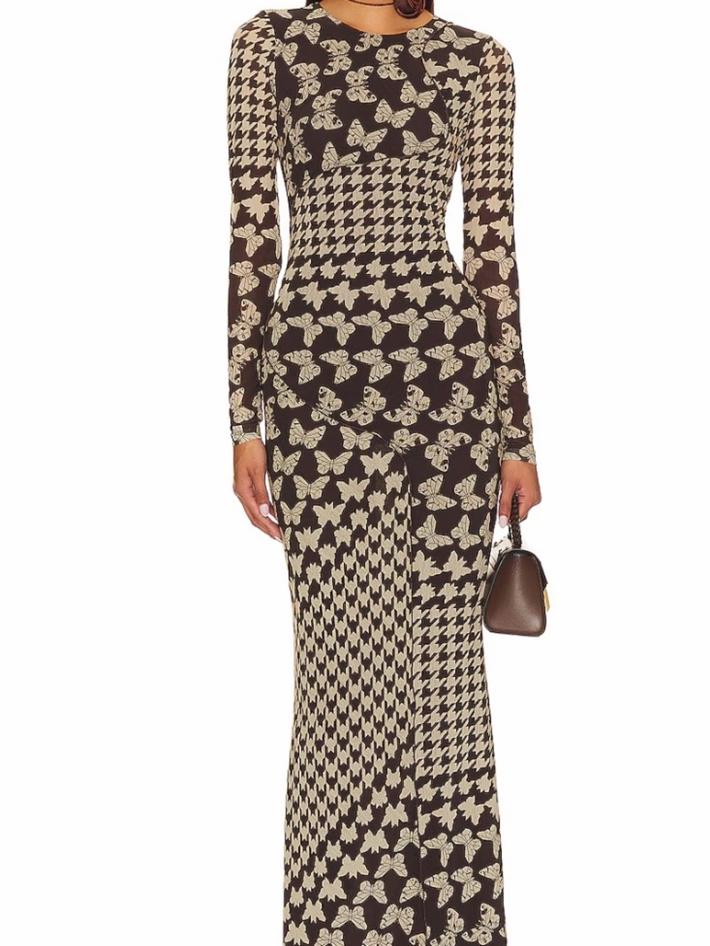 REVOLVE Camila Coelho Gilma Brown Butterfly Long Sleeve Maxi Dress